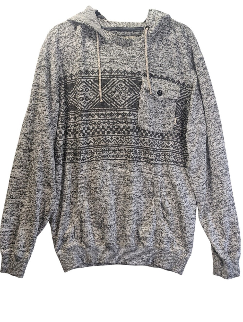 Vans Off The Wall Gray Aztec Sweater Pull Over  Hoodie Size XL Flaw